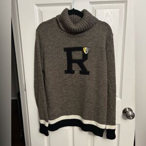 Rossignol | Wool Alpaca Blend Beige Black Turtleneck Sweater Sz L
